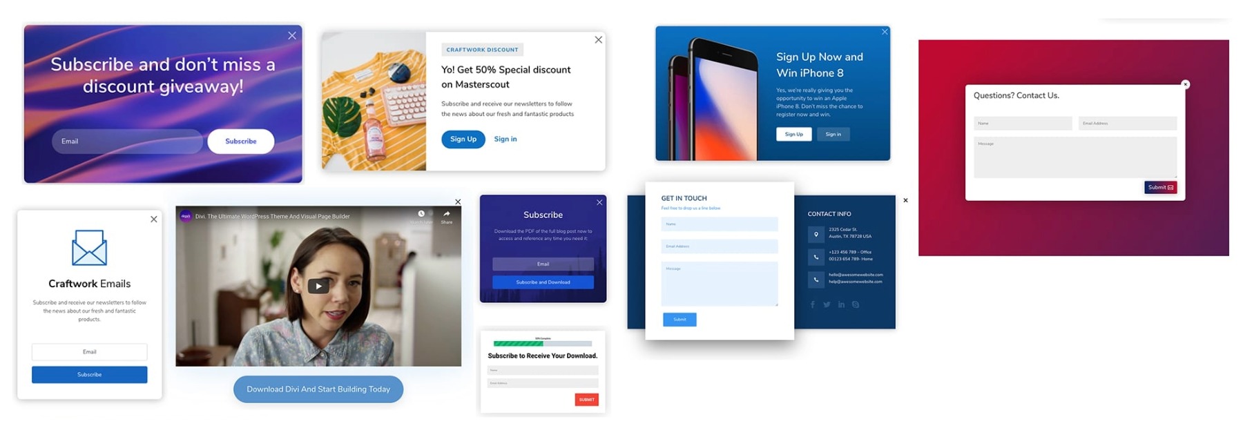 Divi Overlays popup templates