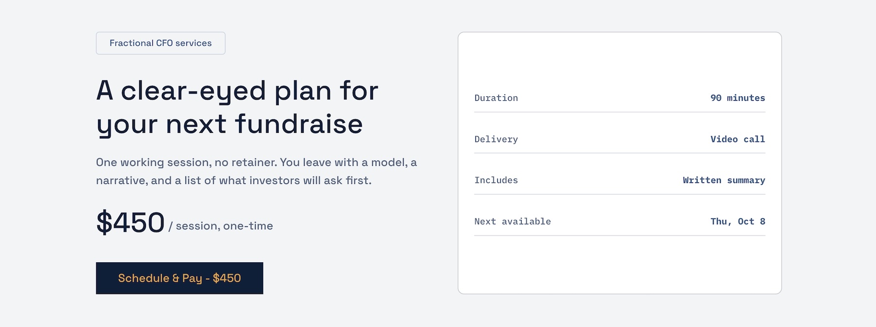 Consultation service layout with a Payment Button