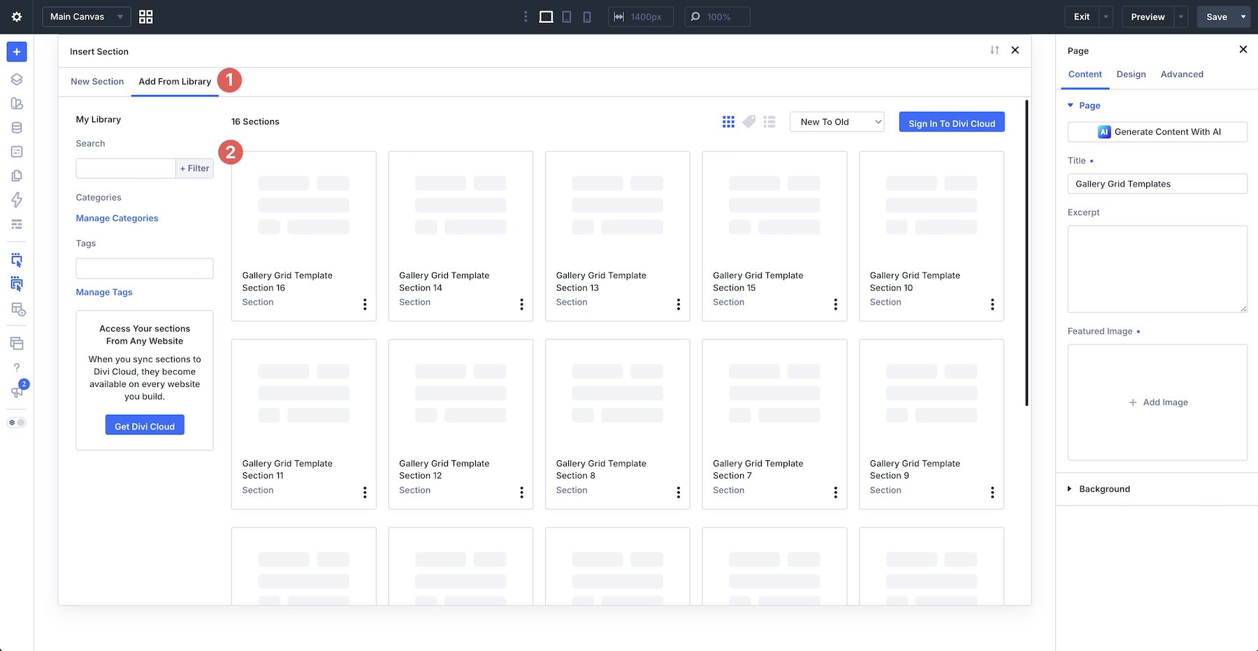 add section from library