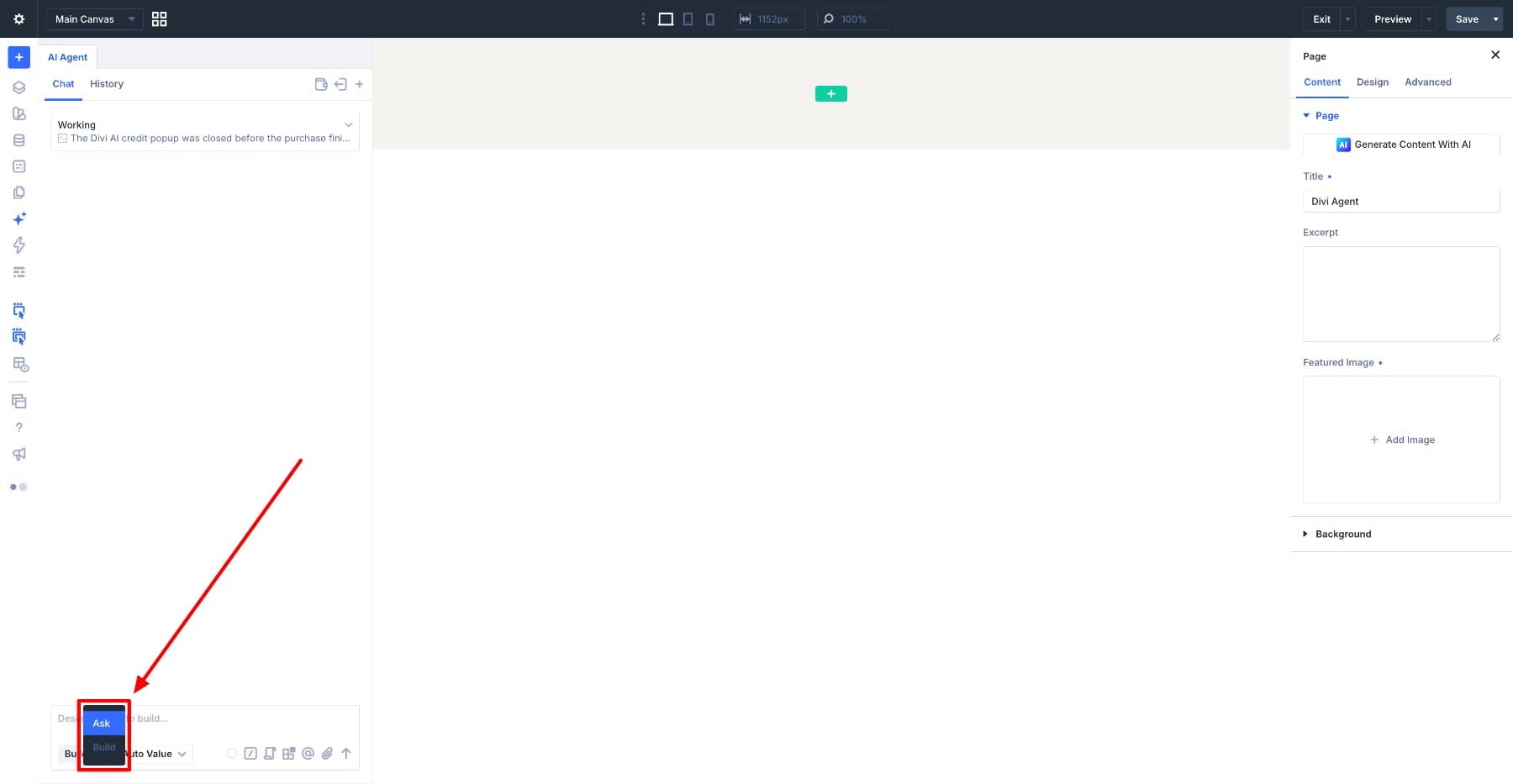 ask and build mode