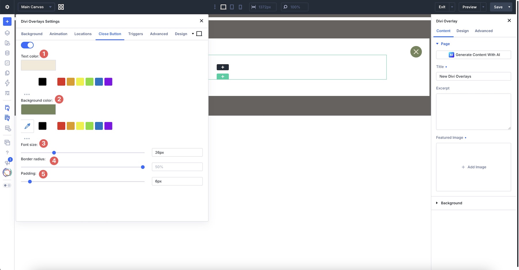 close button style settings