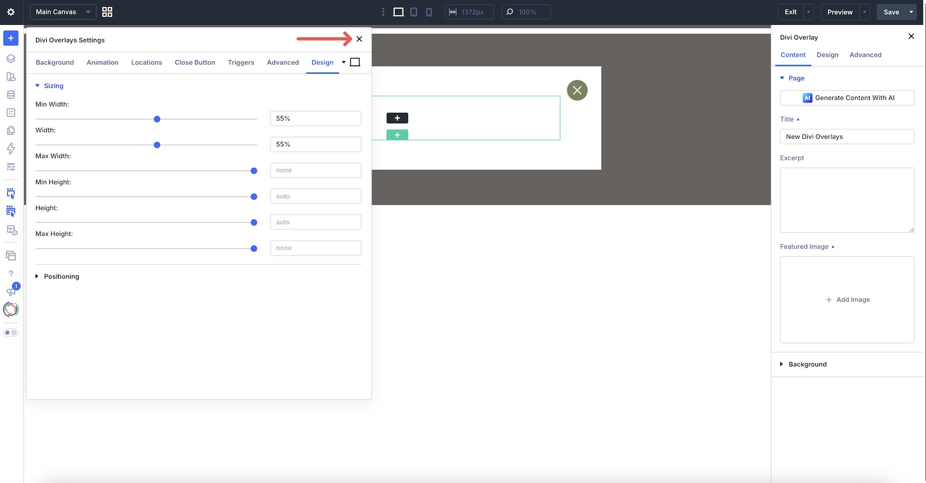 close popup settings
