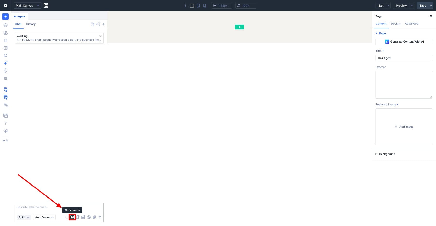 commands in divi ai