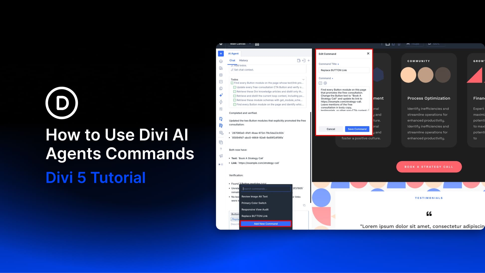How to Use Divi AI Agents Commands