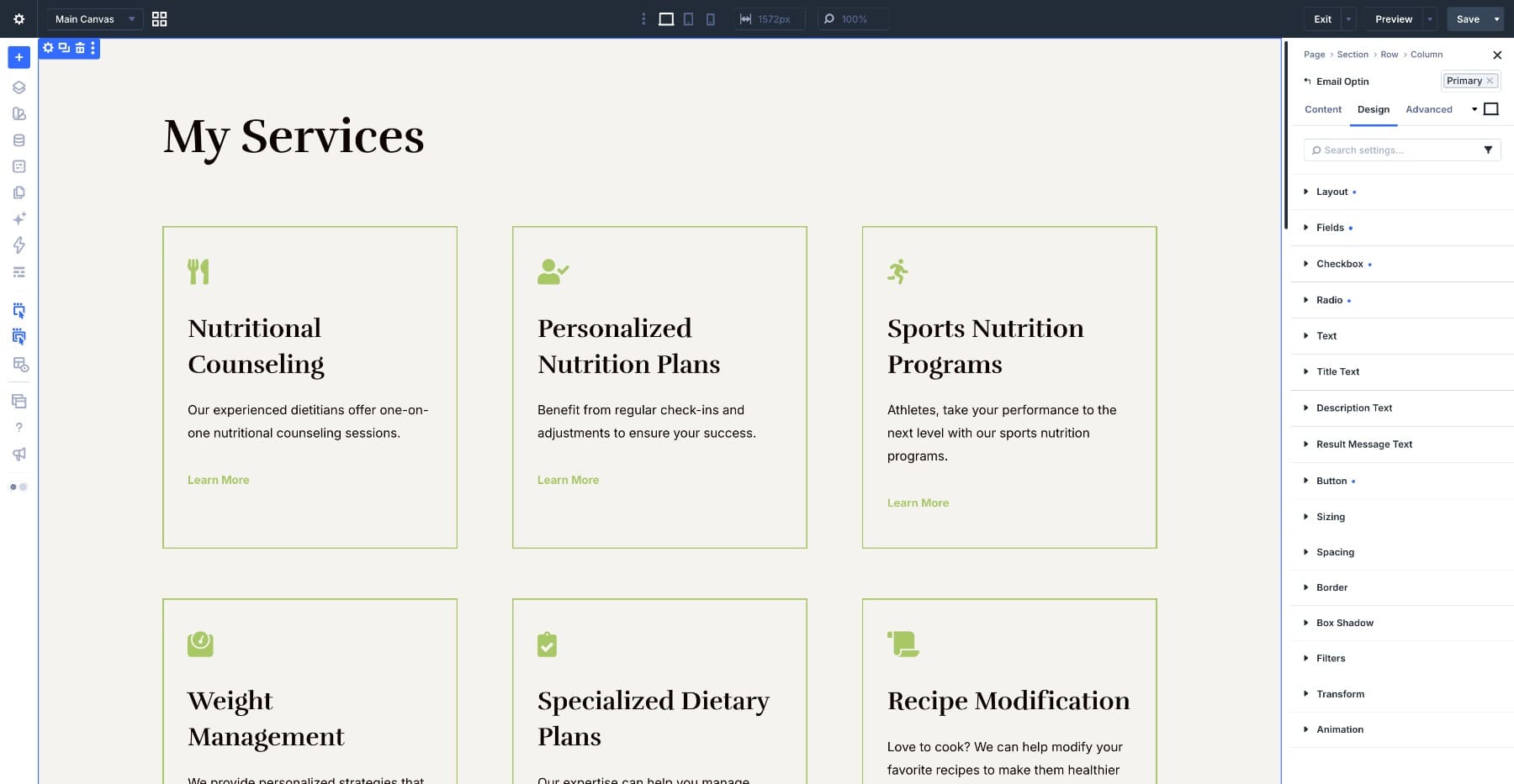 divi layout