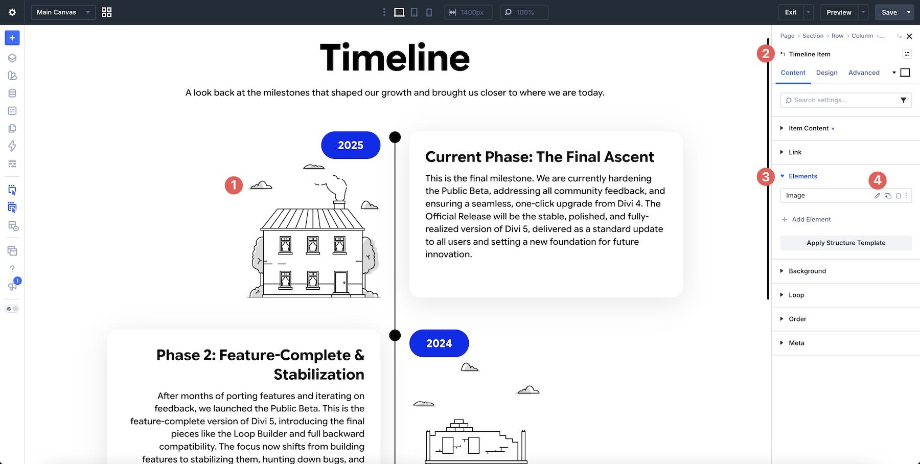 editing nested elements in Divi 5