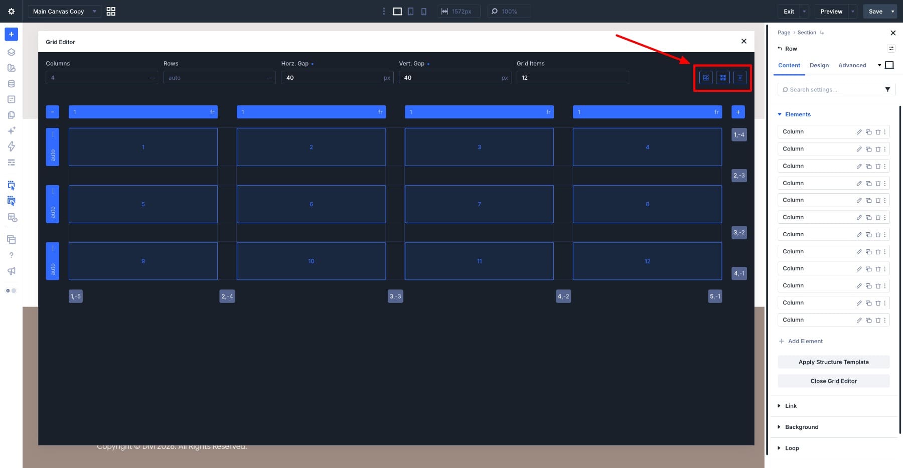 Grid lines and track identifiers enabled in the Grid Editor