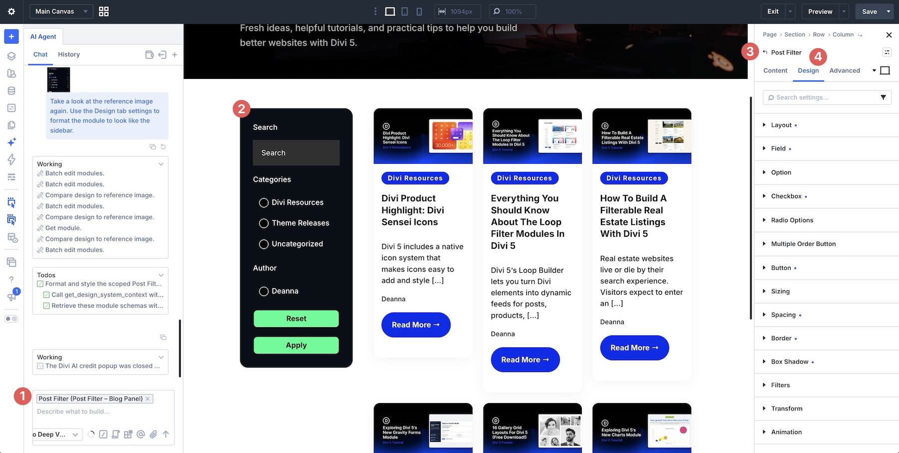 post filter module styles