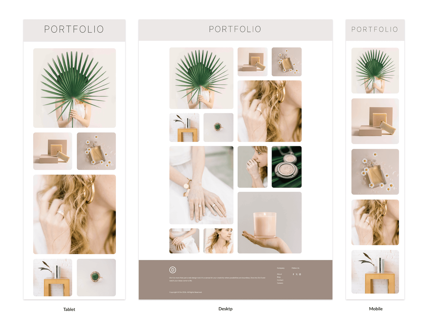 Responsive image mosaic shown on desktop, tablet, and phone