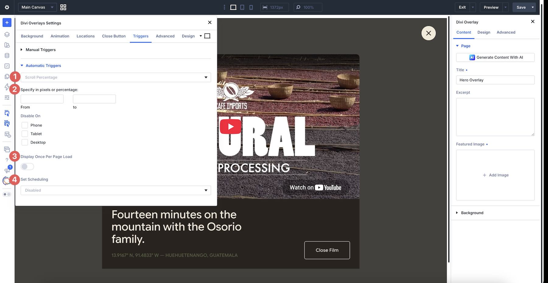 scroll percentage settings