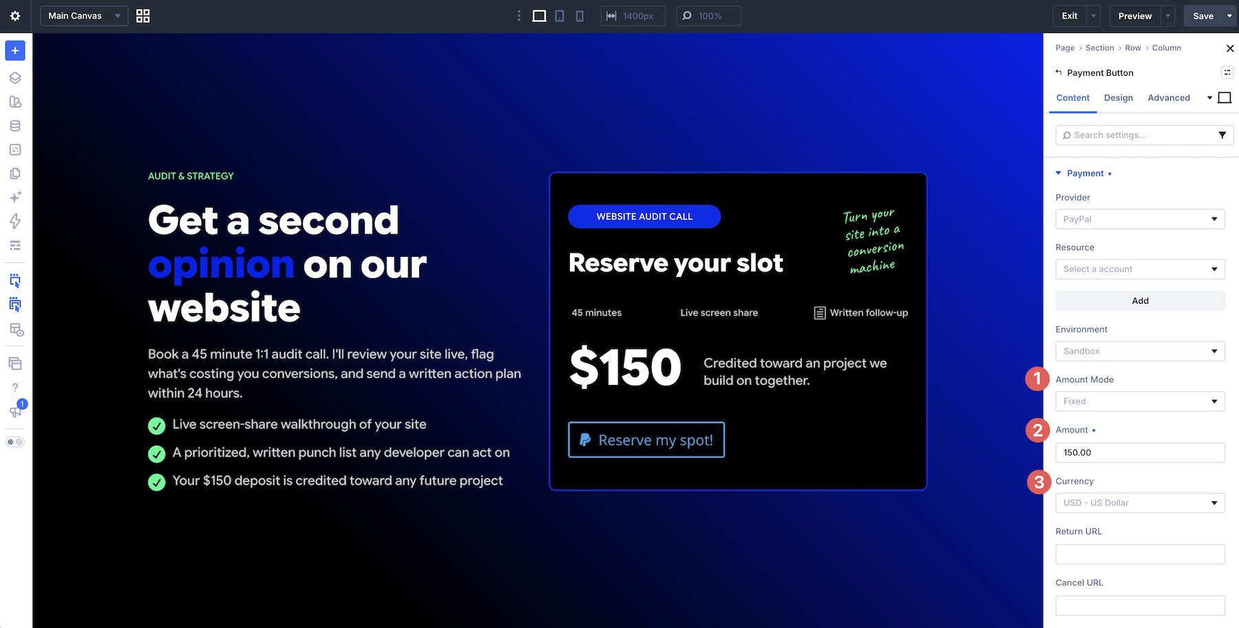 Fixed payment amount and currency settings