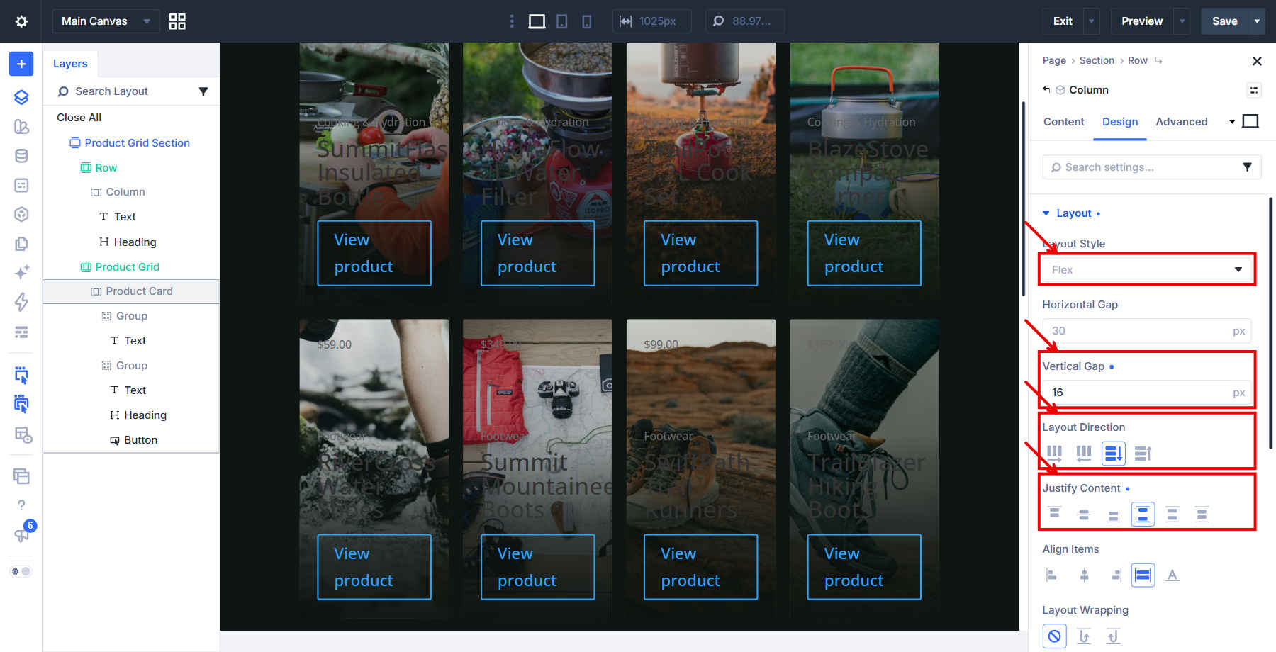 Divi 5 The Card Flex Layout