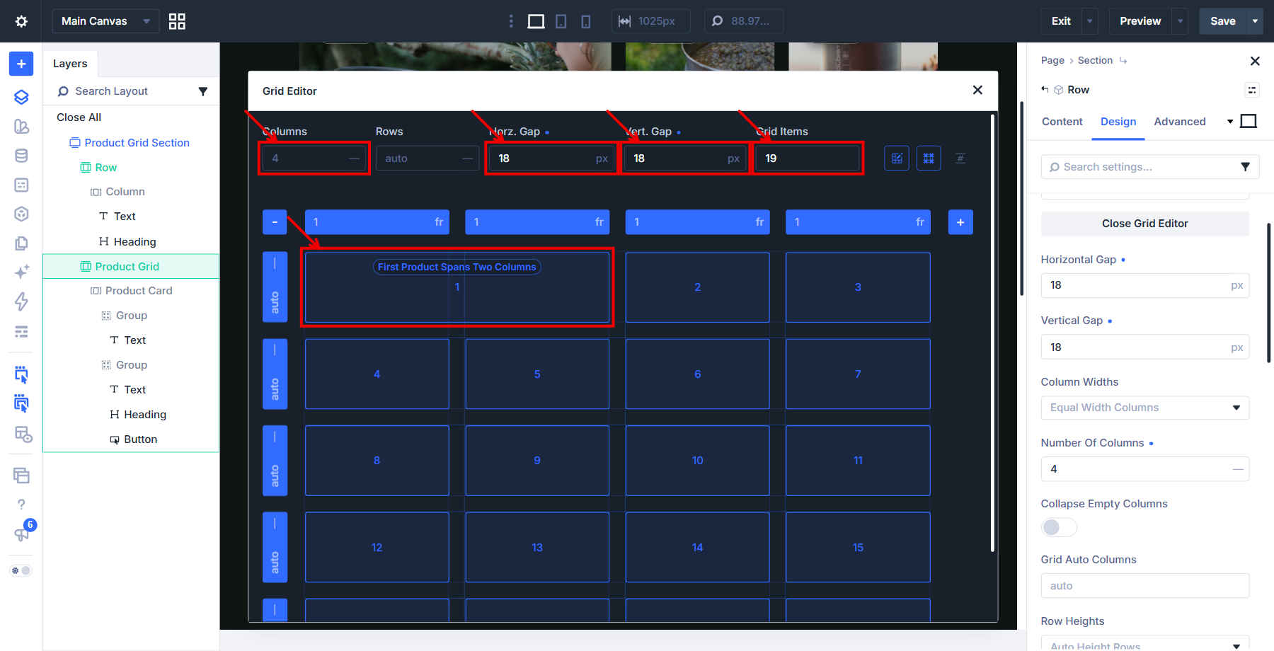 Divi 5 The Grid Editor With Nineteen Products