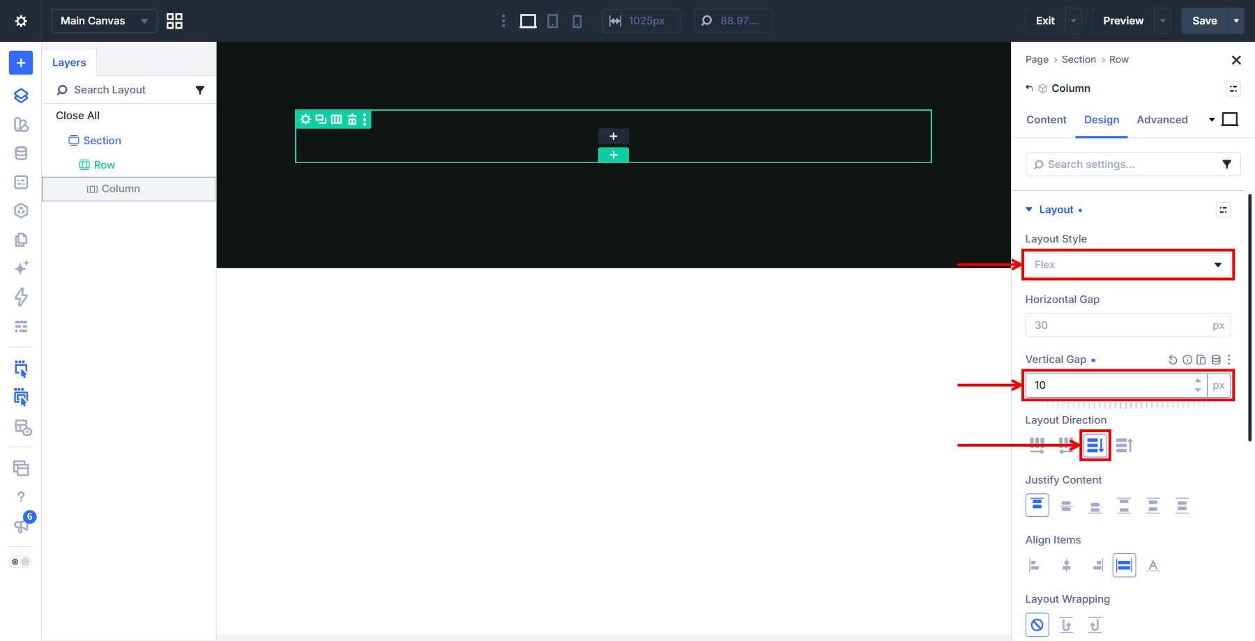 Divi 5 The Header Column Flex Stack And 10px Gap