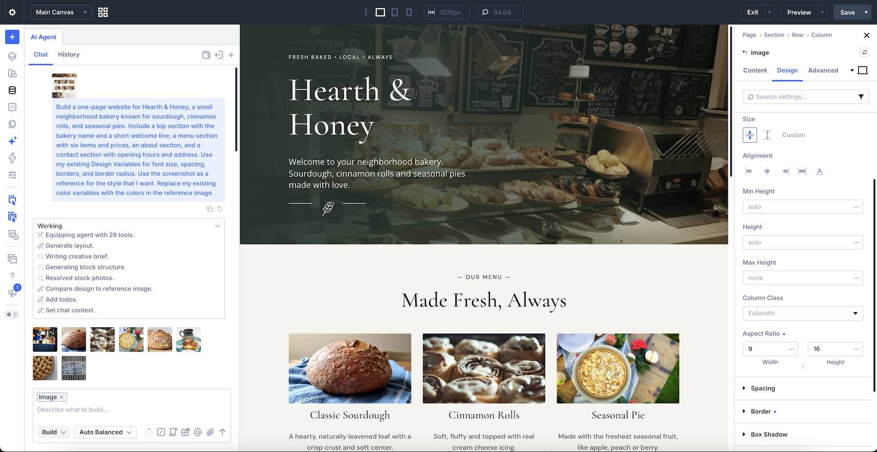 Divi AI agents working inside the Divi 5 Visual Builder