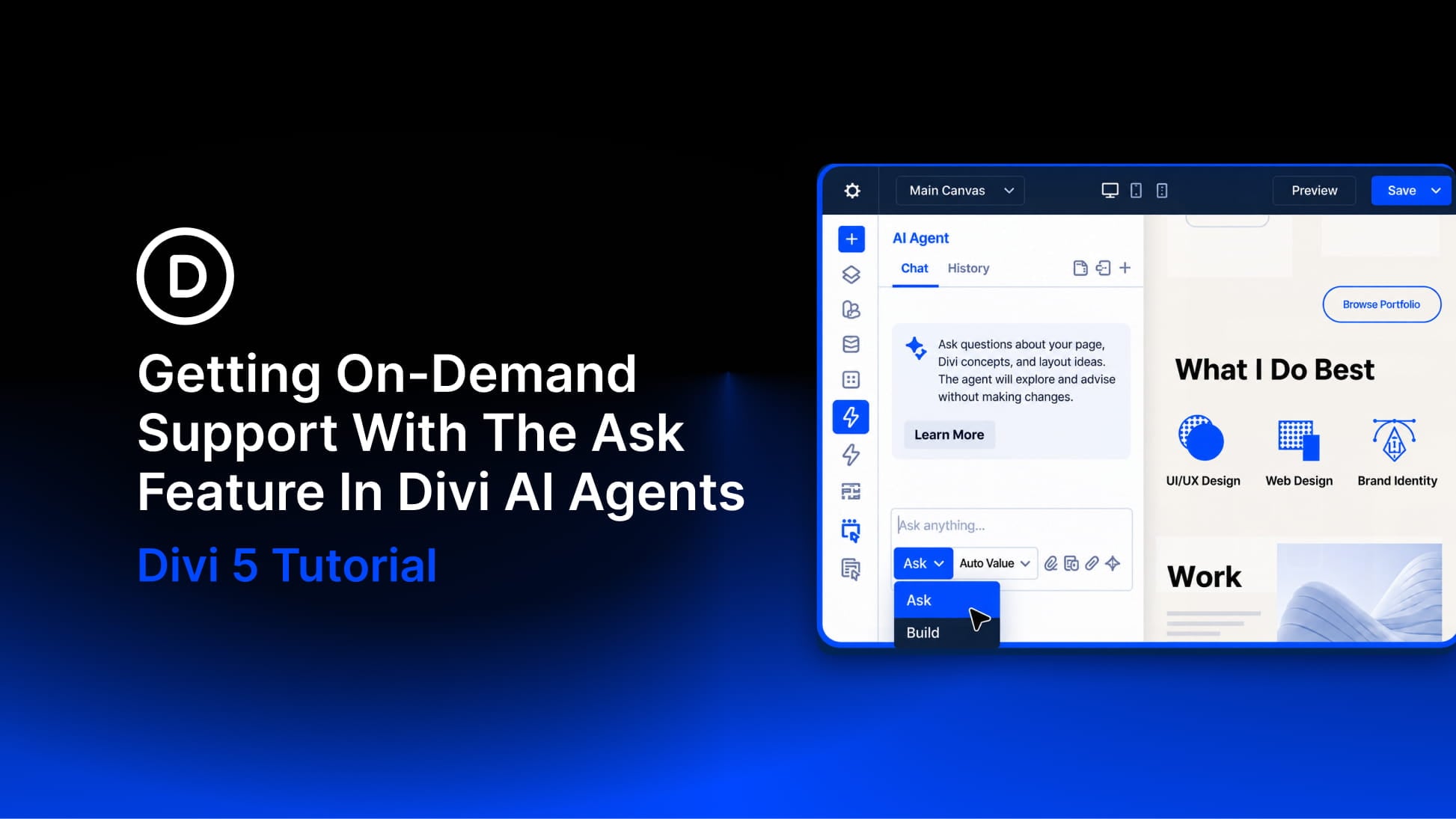 Getting On-Demand Support With The Ask Feature In Divi AI Agents