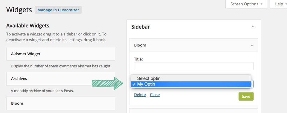 Utilizzo del widget Bloom Opt-in