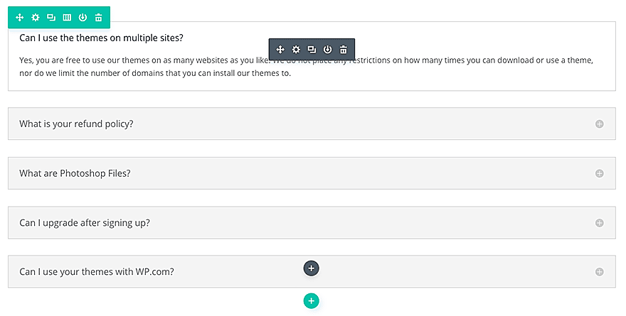 Le module d'accordéon de Divi