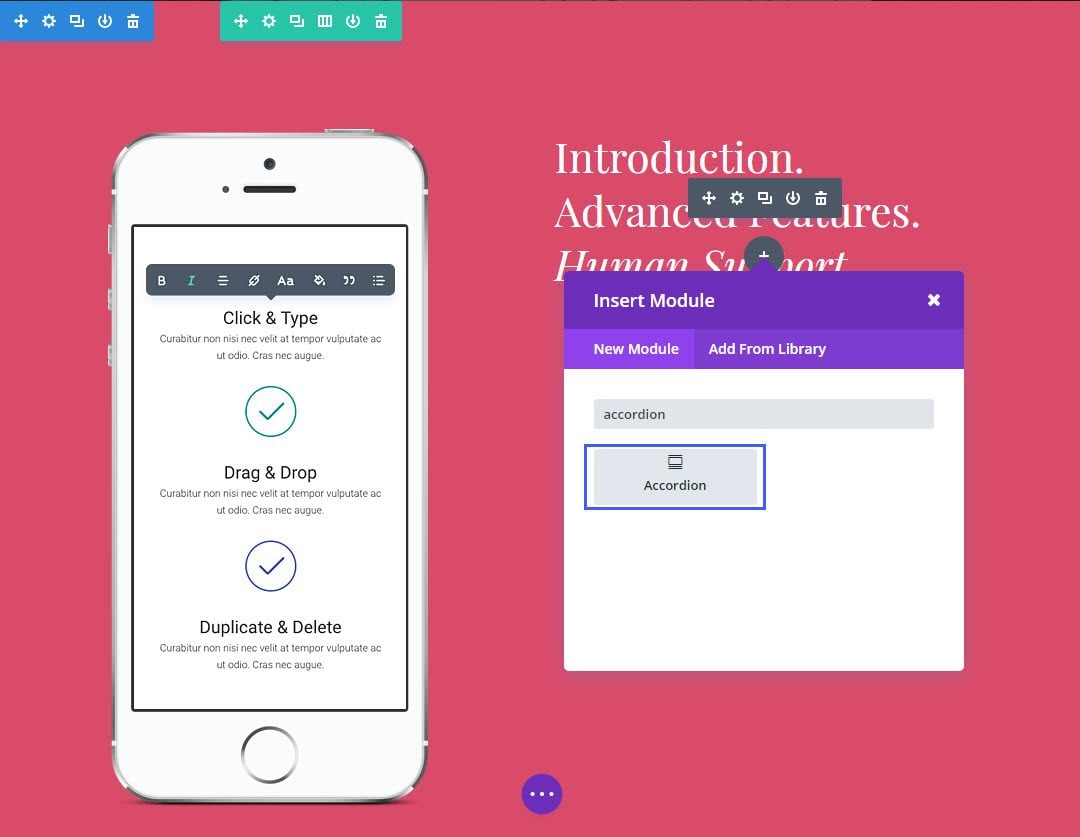 Le module d'accordéon de Divi