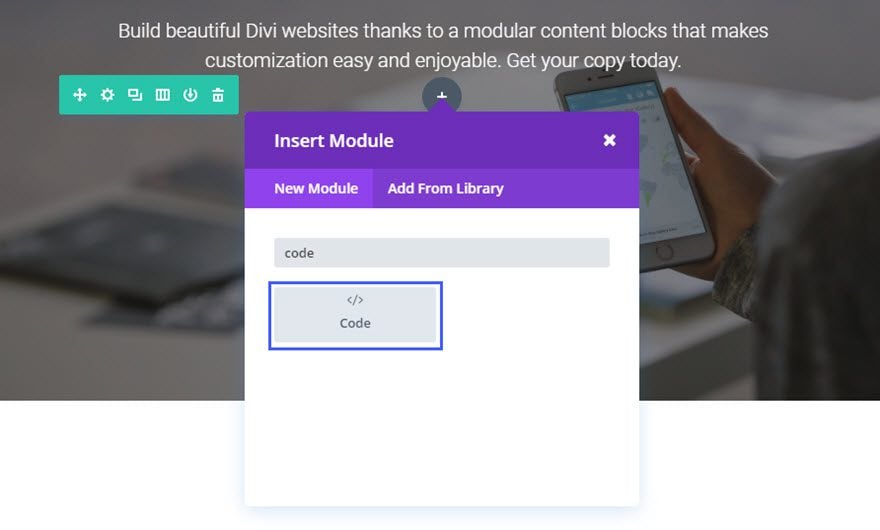 Módulo de código da Divi