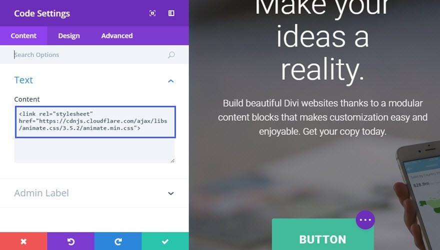 Módulo de código da Divi