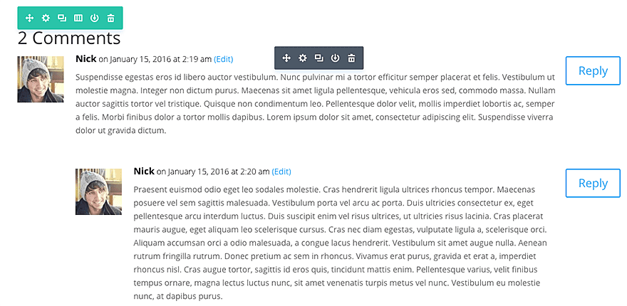 Módulo de comentários da Divi