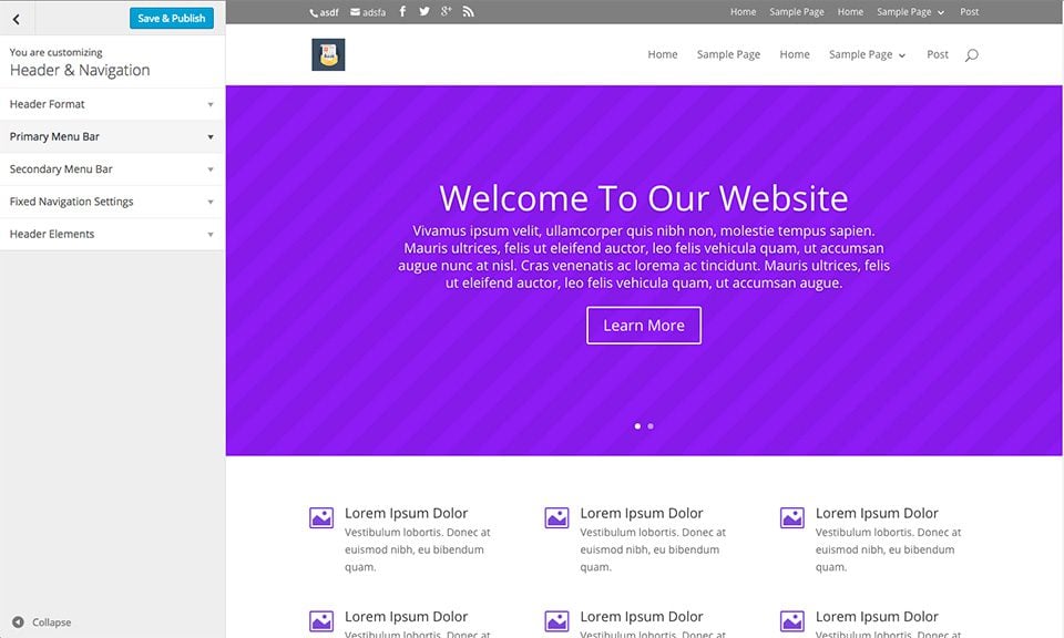 The Divi Header Navigation Theme Customizer Settings Elegant Themes Documentation