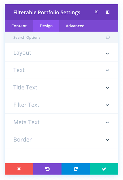 filterable portfolio module