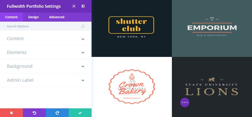 fullwidth portfolio module