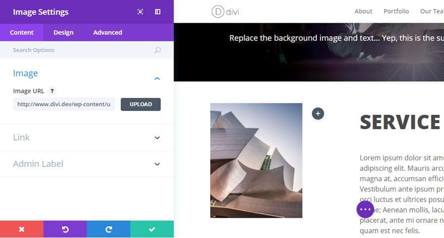 Módulo de imagem da Divi