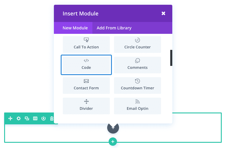 Módulo de código da Divi