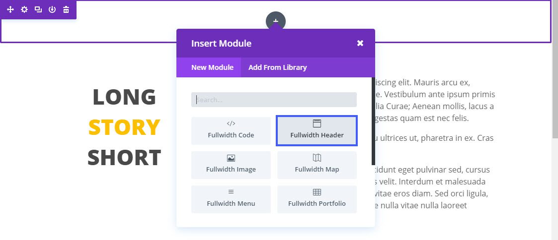 fullwidth header module