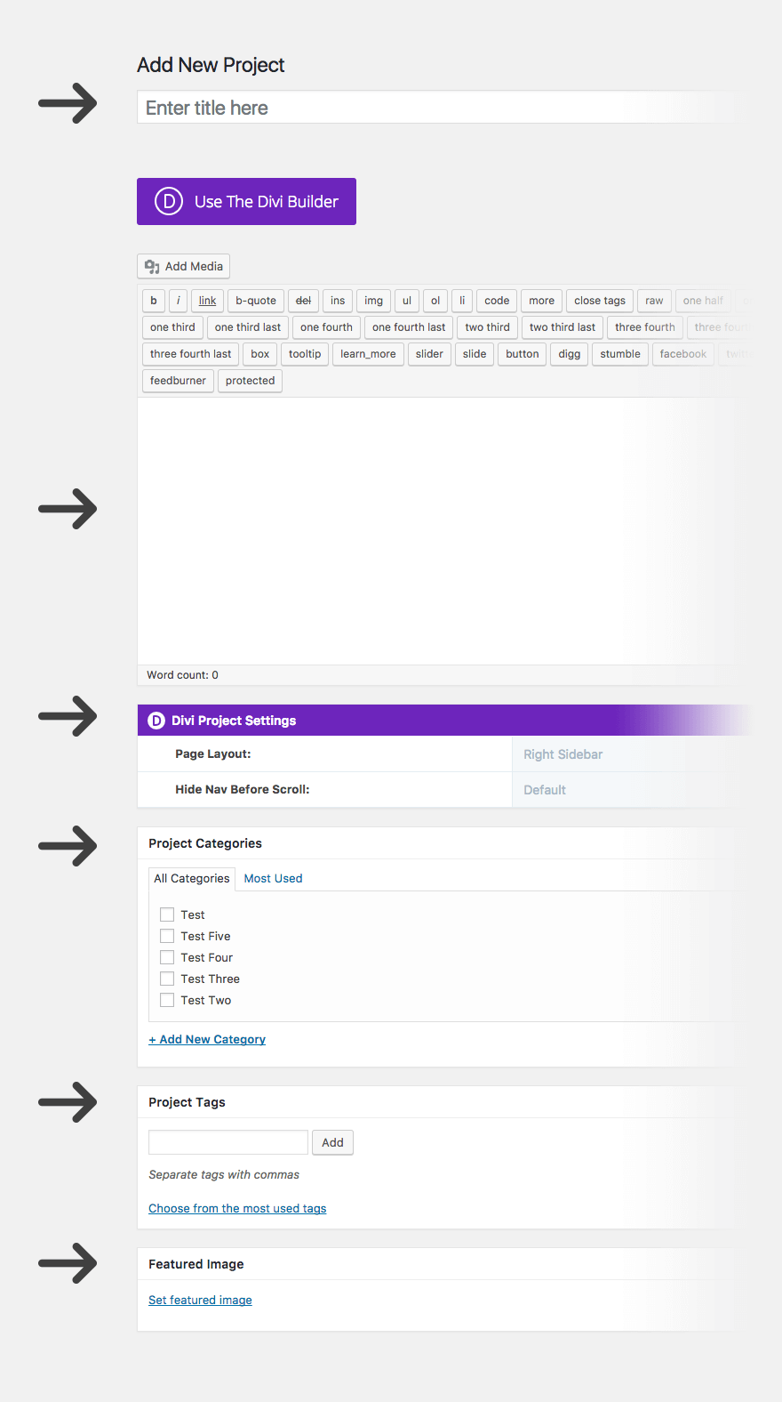 Como posso criar um novo projeto com o Divi?