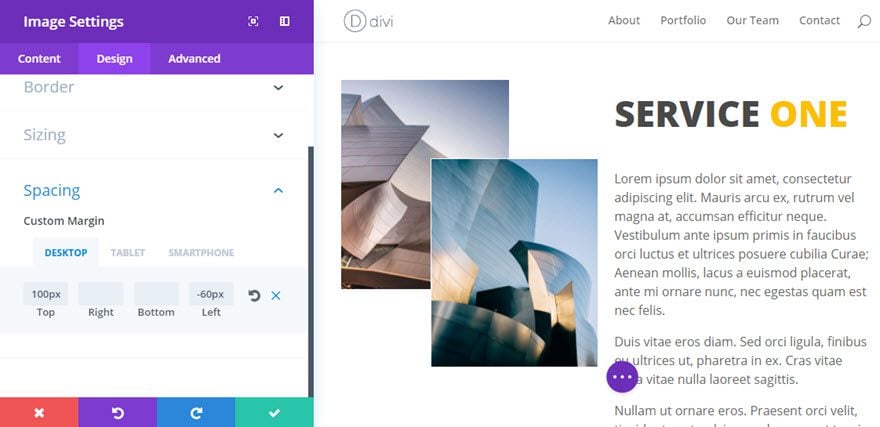 Módulo de imagem da Divi