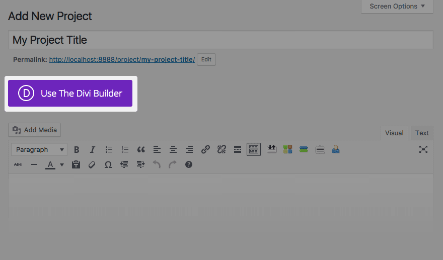 Como posso criar um novo projeto com o Divi?