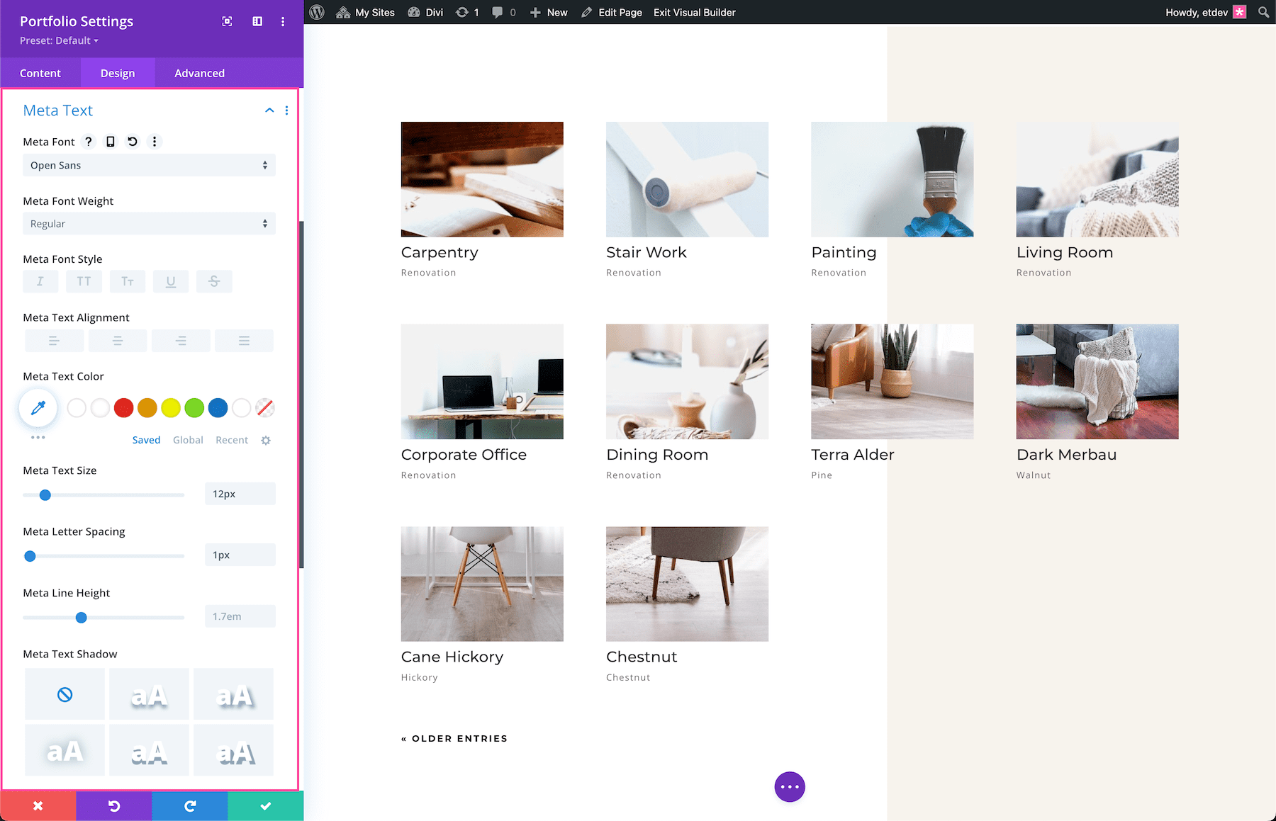 Divi Portfolio Module