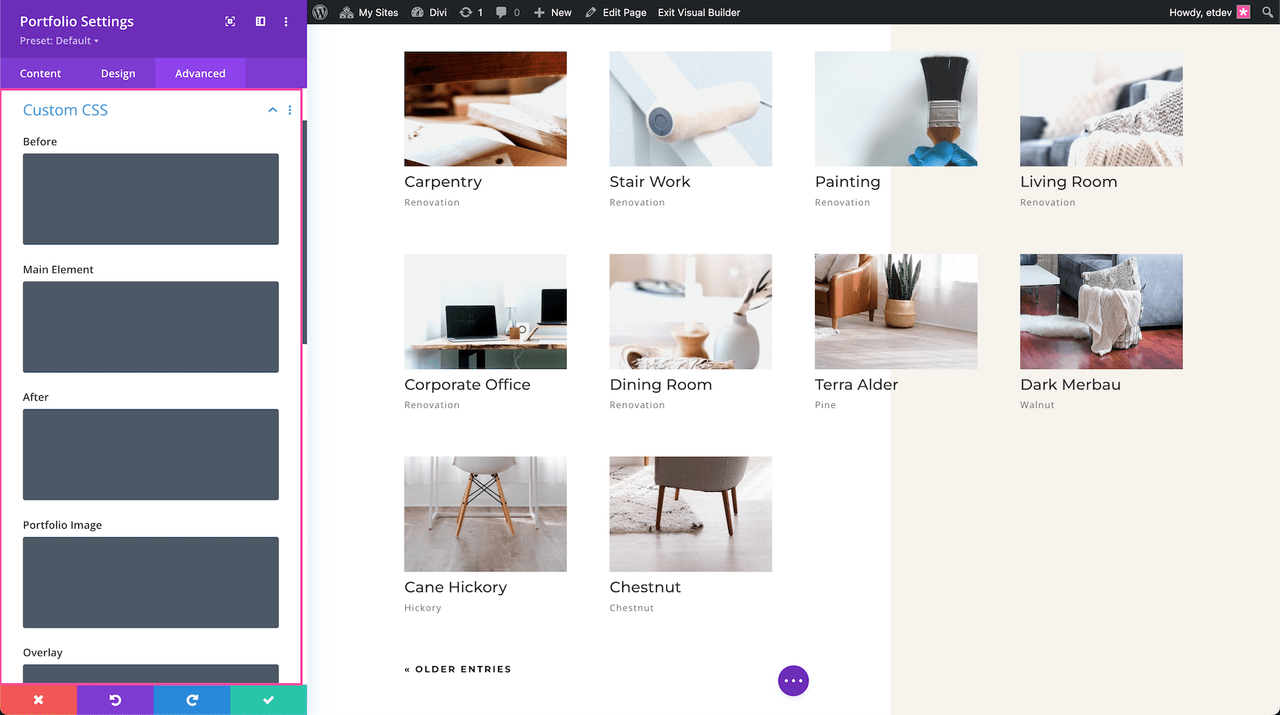 Divi Portfolio Module