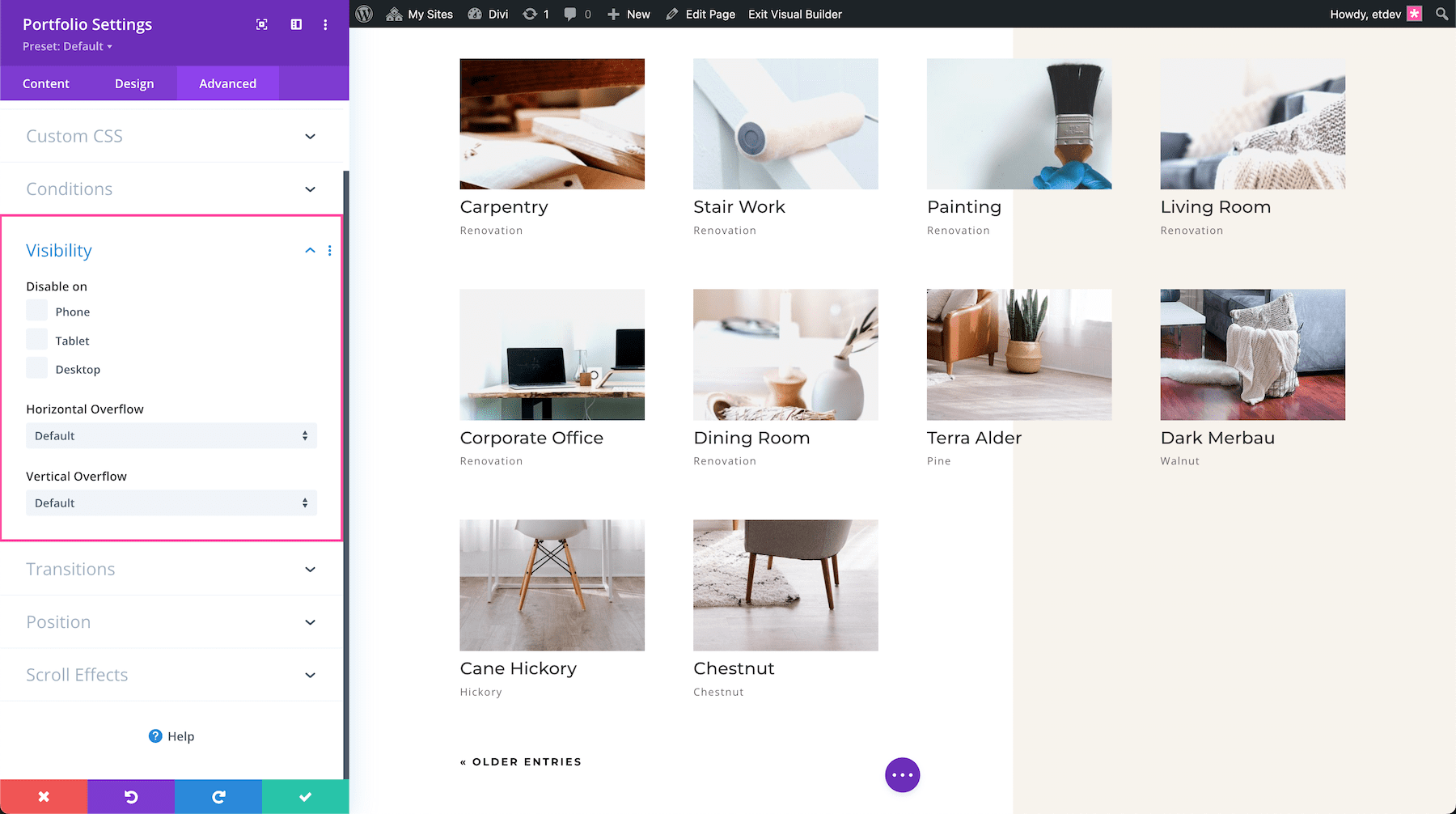 Divi Portfolio Module