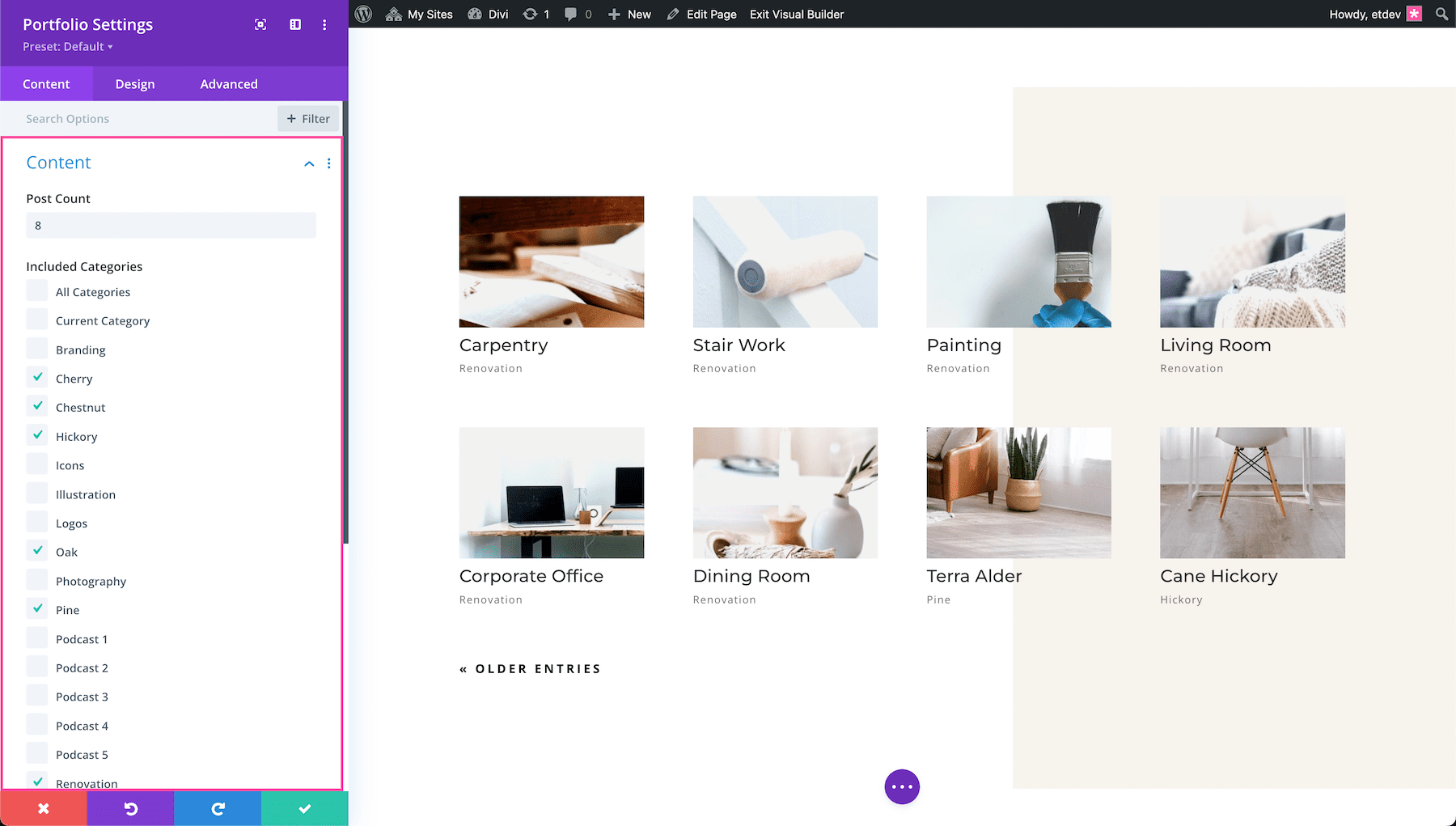 Divi Portfolio Module