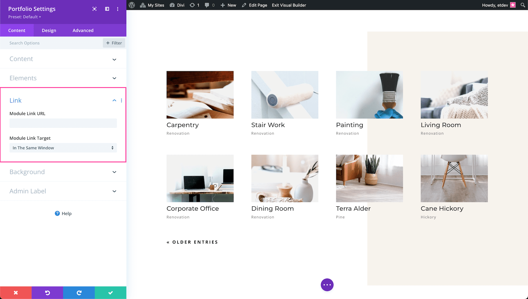 Divi Portfolio Module