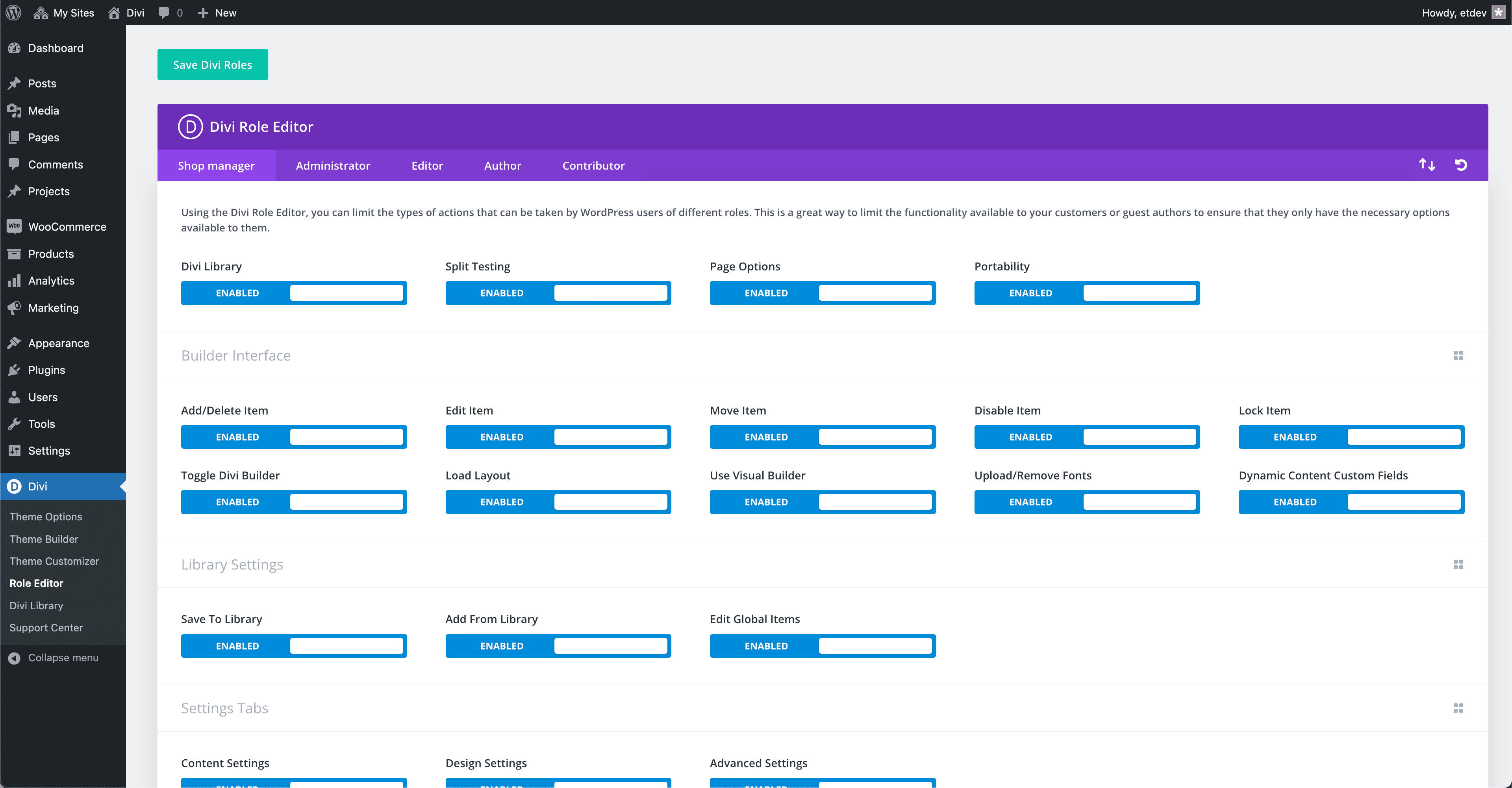 How to use the Divi Role Editor