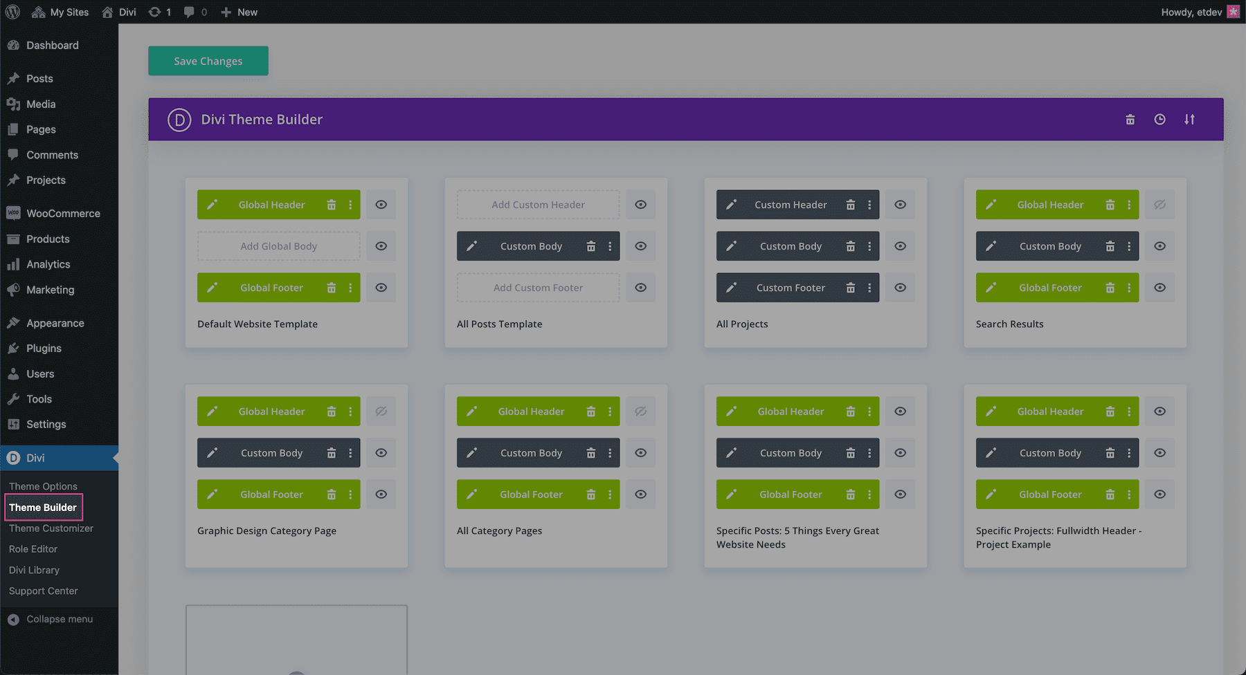 Navigate to the Theme Builder