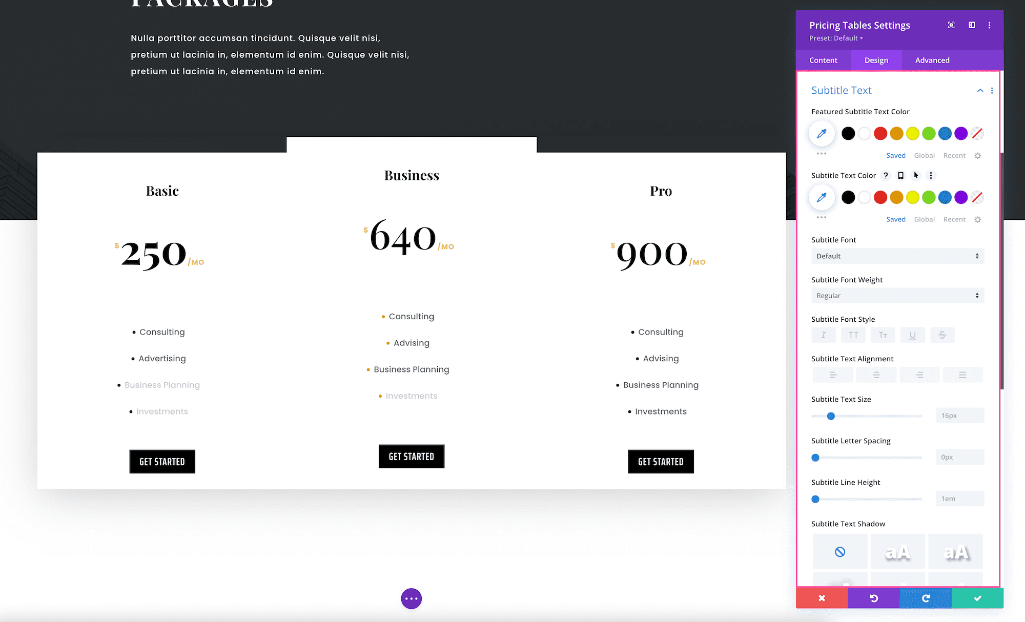 How to use the Divi Pricing Tables Module