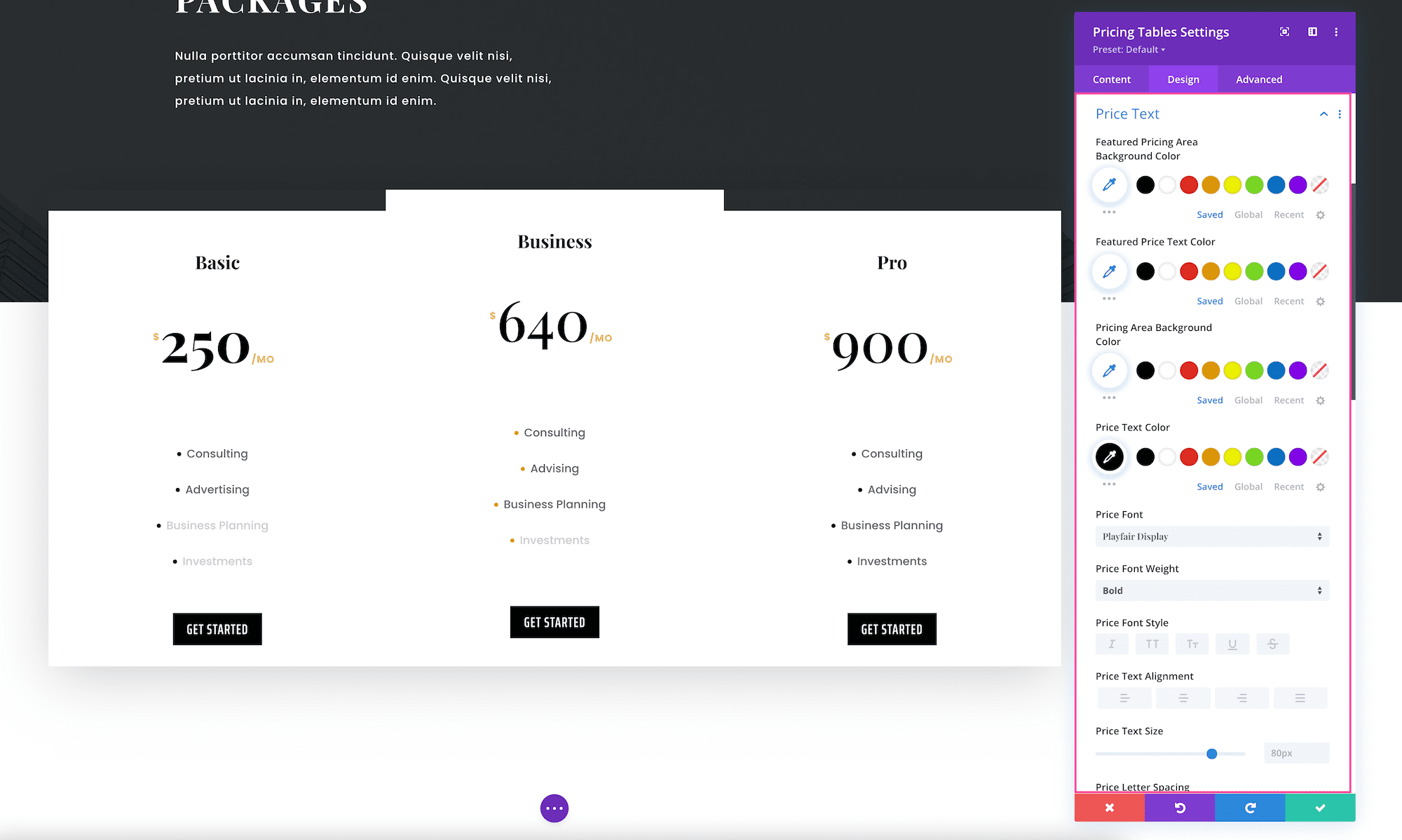 How to use the Divi Pricing Tables Module