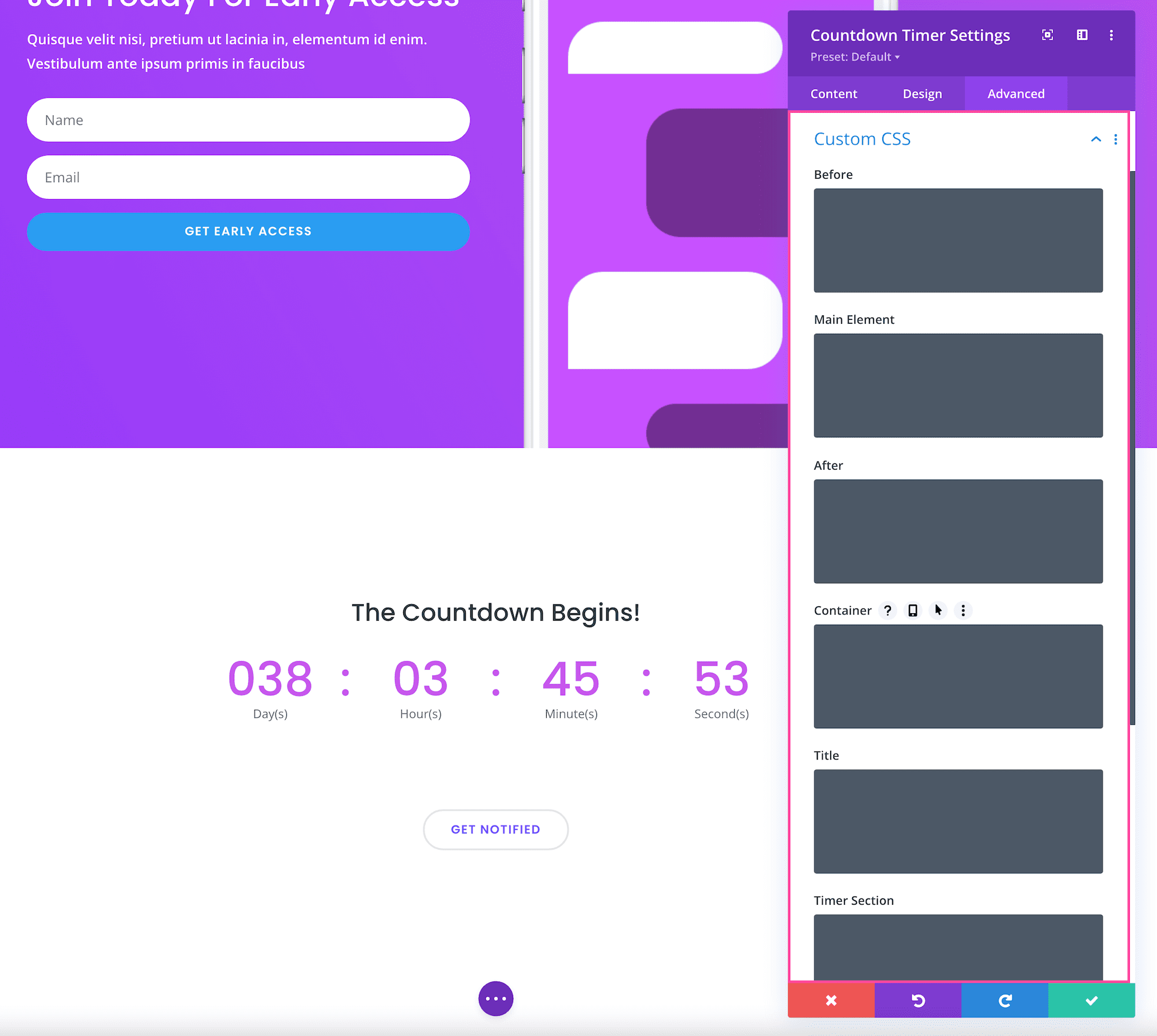 Divi Countdown Timer Module Custom CSS