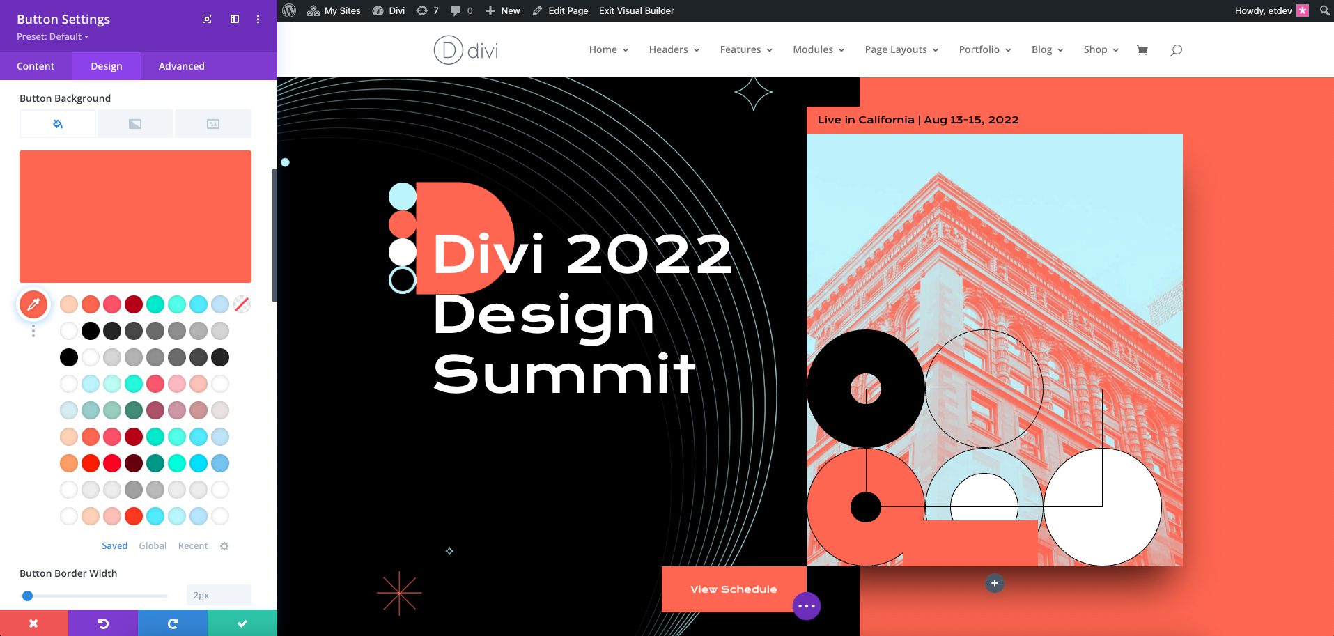 Divi expanded color options