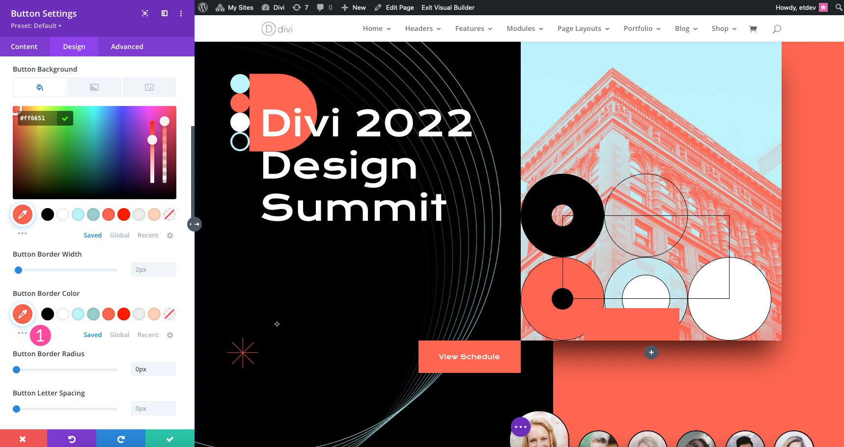 Divi magic color interface