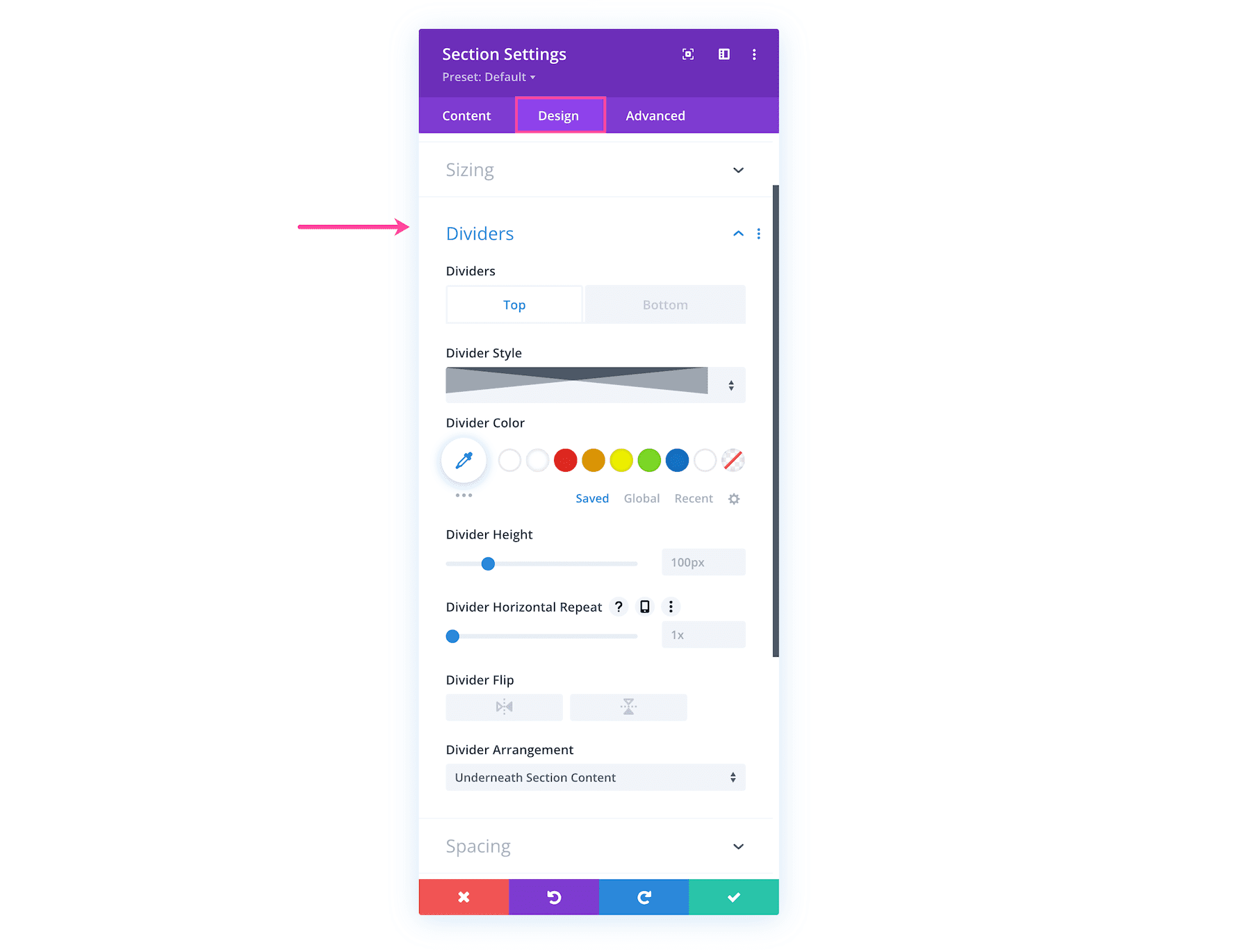 Divi section dividers