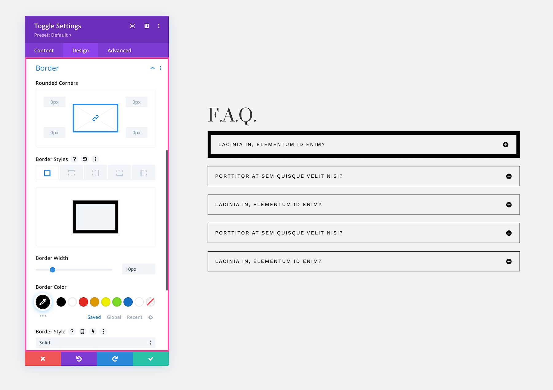 Divi Toggle Module