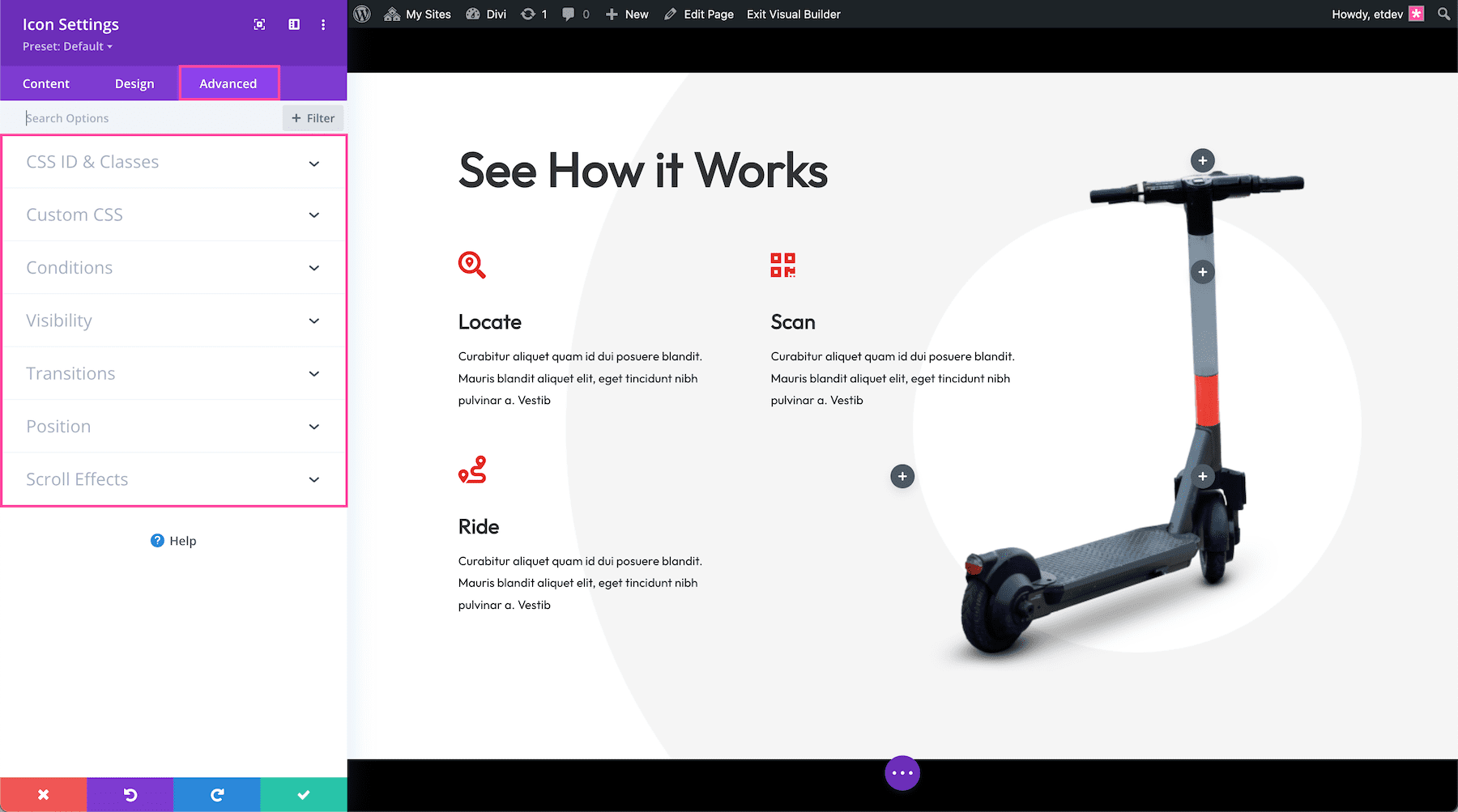 divi icon module